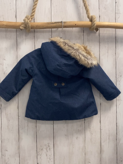   Jacke  Gr. 74  blau Kapuze mit Fellbund Teddyfutter 