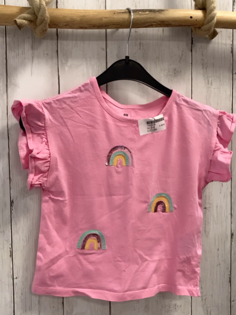 H&M  T-Shirt  Gr. 110  pink Rüschen Pailettenbögen 