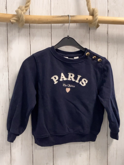 H&M  Pullover  Gr. 110  blau Schrift goldene Knöpfe 