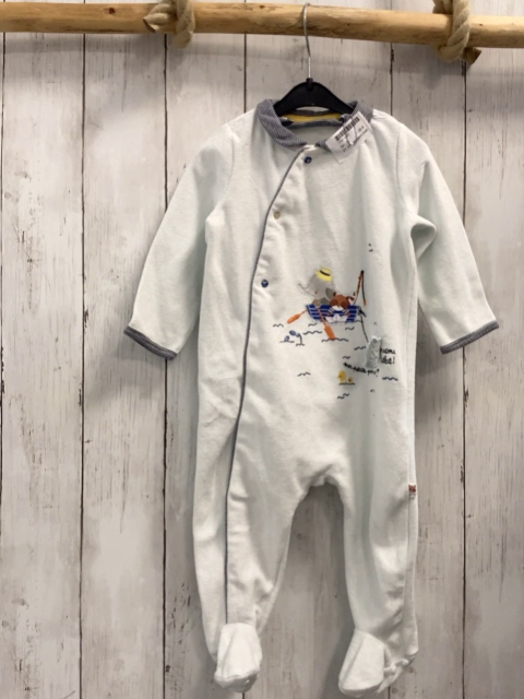 sergent major Schlafanzug Gr. 74  hellblau gestreifter Kragen Tiere im Boot Nicky