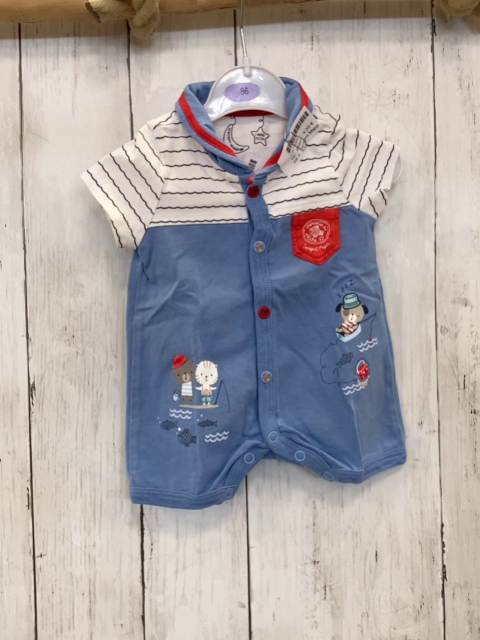 Sergent Major  Playsuit Gr. 50/56   weiß hellblau Tiere Wellen 