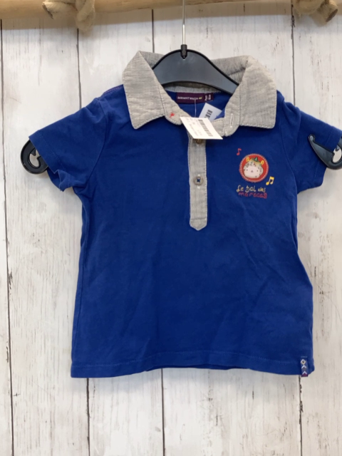 Sergent Major  T-Shirt  Gr. 86  blau grau hellgrau gestreifter Kragen 