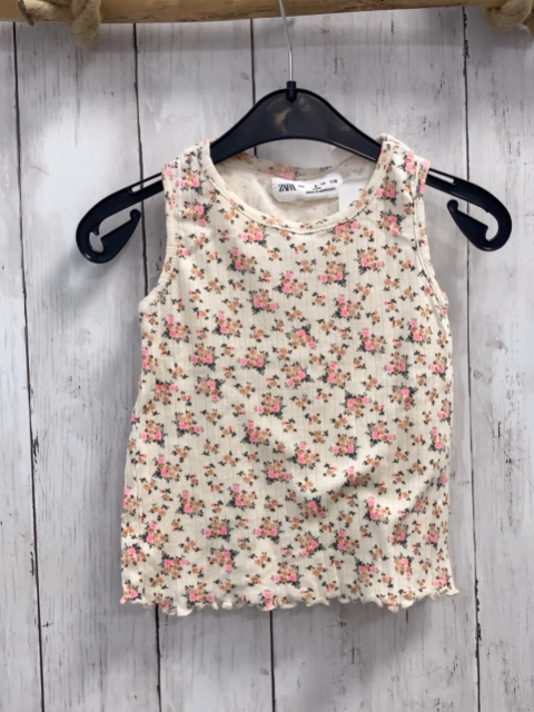 Zara  Top  Gr. 110  beige Rippen Blumen 