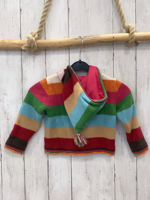 GAP  Strickjacke  Gr. 86  bunte Streifen Kapuze gefüttert 