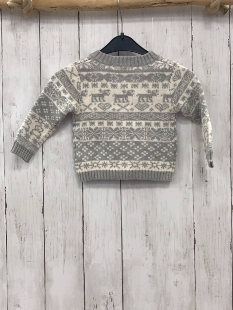   Strickjacke  Gr. 62  weiß graues Muster mit Kristallen 
