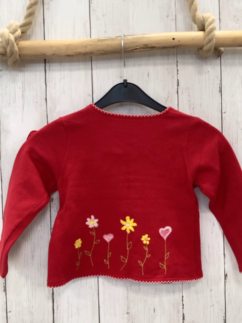 Bondi  Sweatjacke  Gr. 92  rot Blumen Trachtenknöpfe 