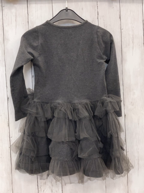 Lofft  Kleid Gr. 104  graues Oberteil mit silber Steinen silber Taillenbereich Tüllrüschenrock 
