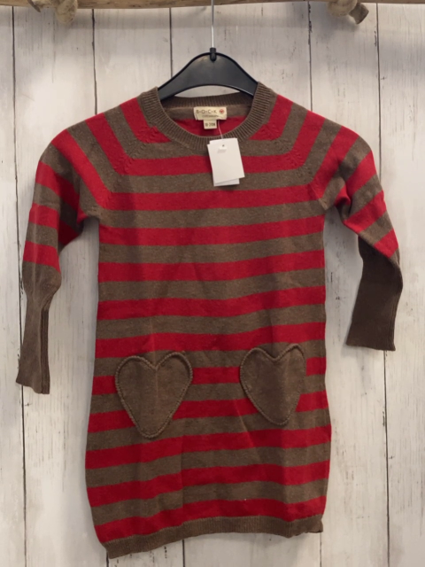 Bock Copenhagen  Kleid  Gr. 86  braun rote Streifen Strick 70 % BW 30 % Wolle 