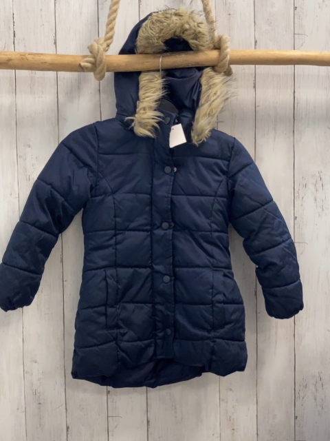 H&M  Winterjacke  Gr. 116  blau Kapuze mit Fellbund 