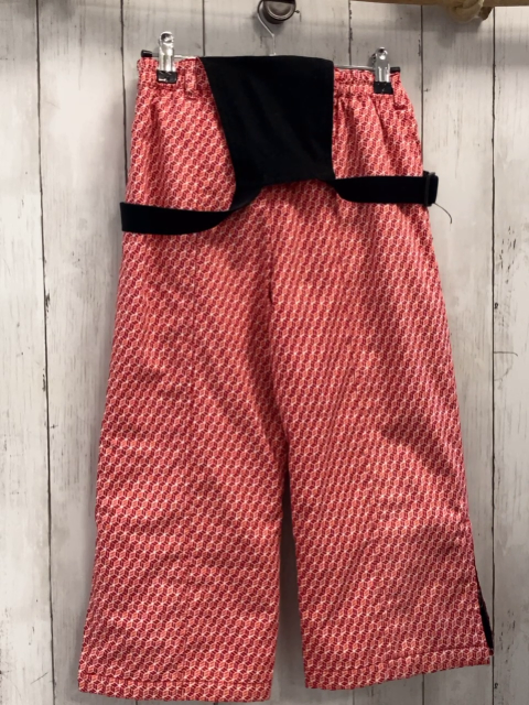 Rodeo Skihose  Gr. 116  weiß hellrot weinrot Würfelmuster schwarze Hosenträger 