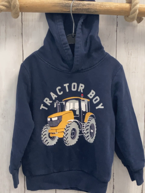   Pullover  Gr. 92  blau Kapuze Traktor 