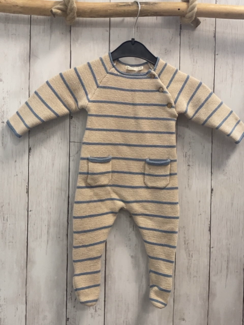 Sfera  Overall Gr. 56  beige hellblaue Streifen Strick 