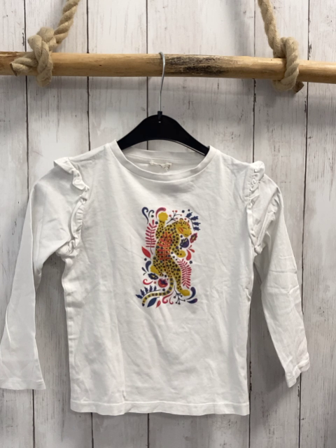   Langarmshirt  Gr. 116  weiß Leopard Blätter 