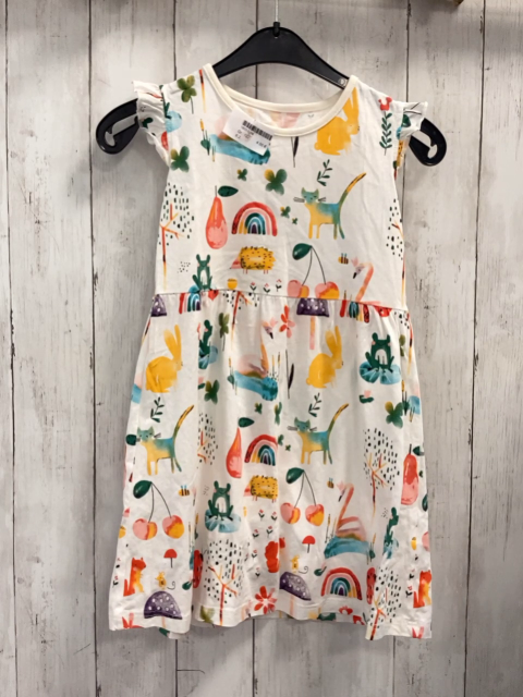   Kleid  Gr. 122  weiß bunte Tiere Früchte 