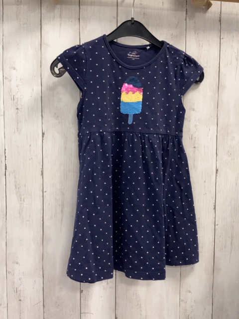   Kleid  Gr. 116  blau weiße Punkte Pailetteneis 