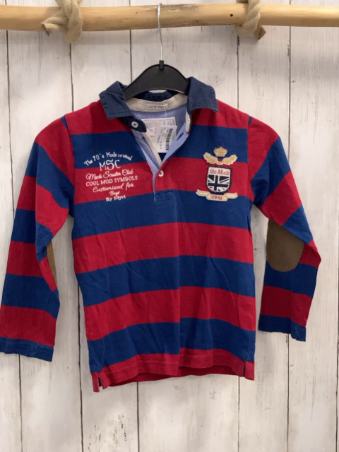 mayoral  Langarmshirt  Gr. 110  blau rote Streifen Wappen blauer Kragen 