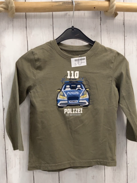   Langarmshirt  Gr. 110  kiwi Polizeiauto Schrift 