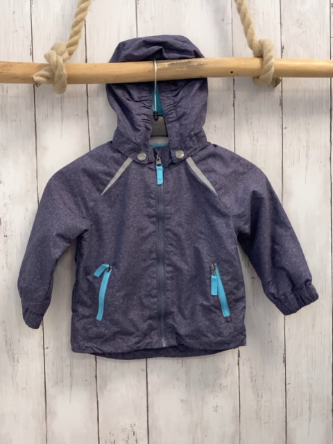   Regenjacke  Gr. 86  blau grau meliert Kapuze 