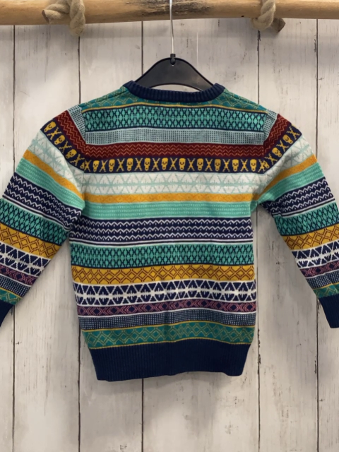 H&M  Pullover  Gr. 104  blau mint weinrot  mais türkis Streifen Strick mit Muster 