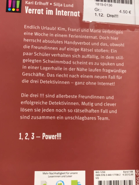 Drei!!! Buch Verrat im Internat 