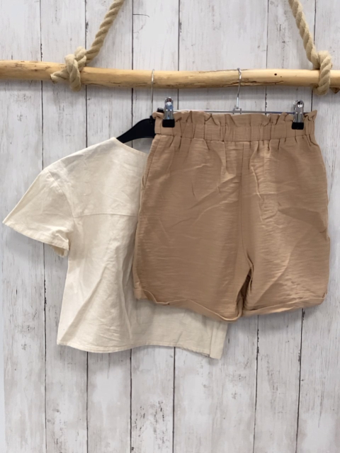 2tlg De Facto  Sommerbluse + Hose  Gr. 146/152  beige hellbraun 