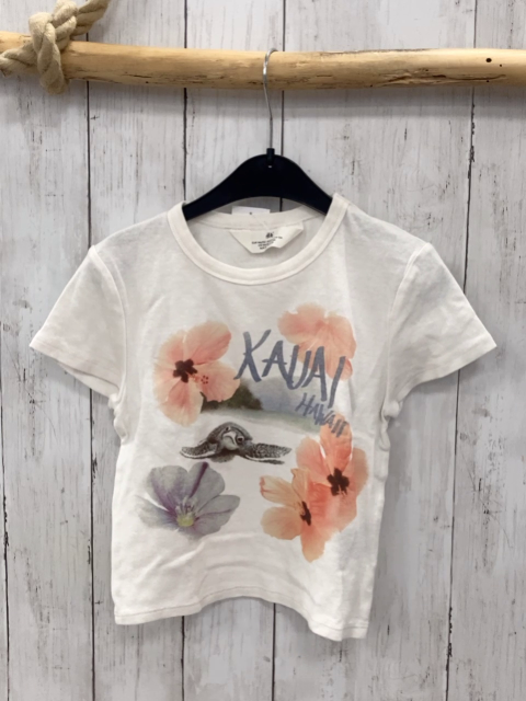 H&M  T-Shirt  Gr. 146  weiß Blumen Schildkröte 