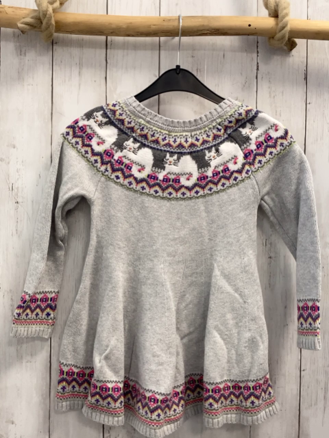 Miss Mona Mouse  Kleid  Gr. 110  hellgrau Strick + pink grau blau weißes  gelbes muster 