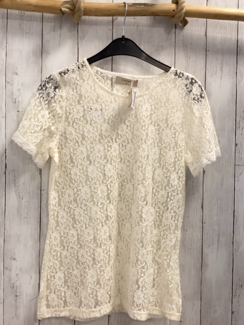 neu Cream  Sommerbluse Gr. S  creme Blumen Lochstickerei 