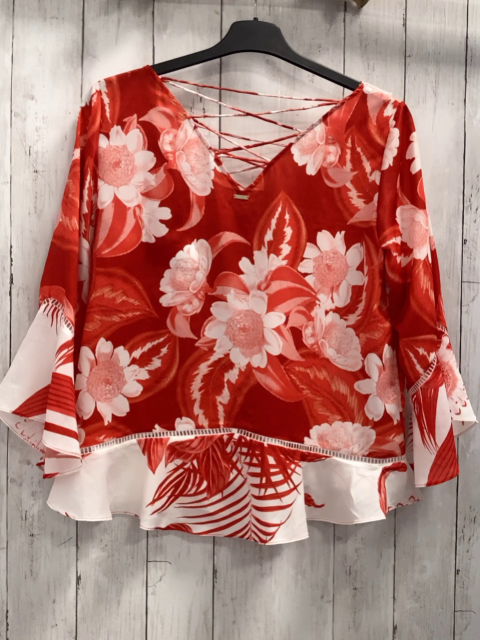 Marciano  Sommerbluse Gr. M  weiß rote Blumen 