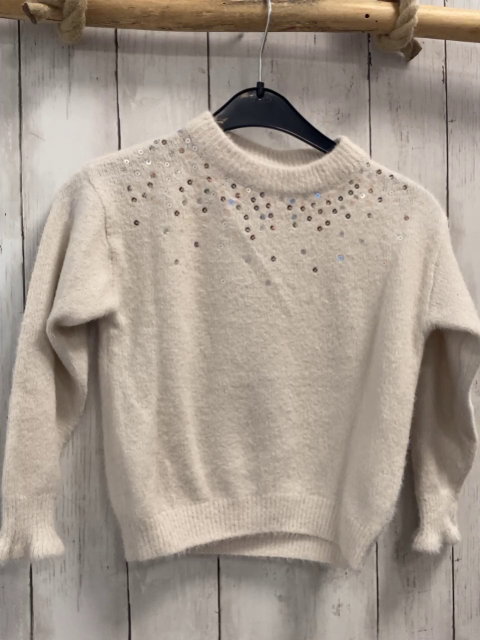   Pullover  Gr. 110  weiß Strick Pailetten
