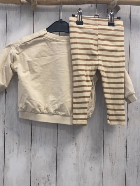 2tlg  Pullover + Leggings  Gr. 74  beige Löwenkopf + beige braune Streifen Rippen 
