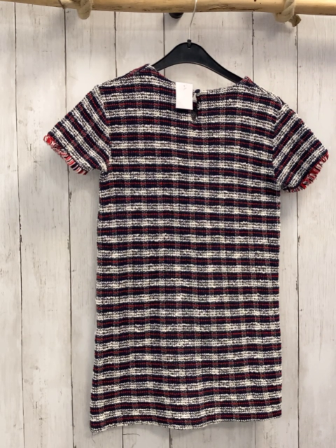 Zara  Kleid  Gr. 122  blau weiß rote Streifen Fransensaum 