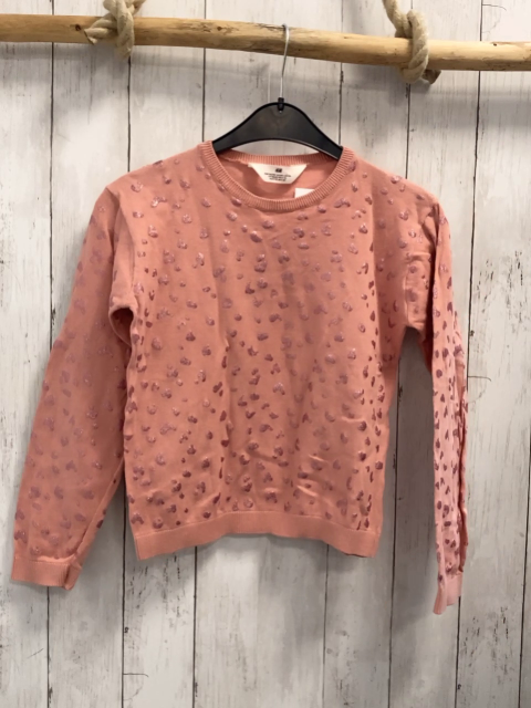 H&M Pullover  Gr. 134/140  lachs rosa Glitzerdruck Strick 