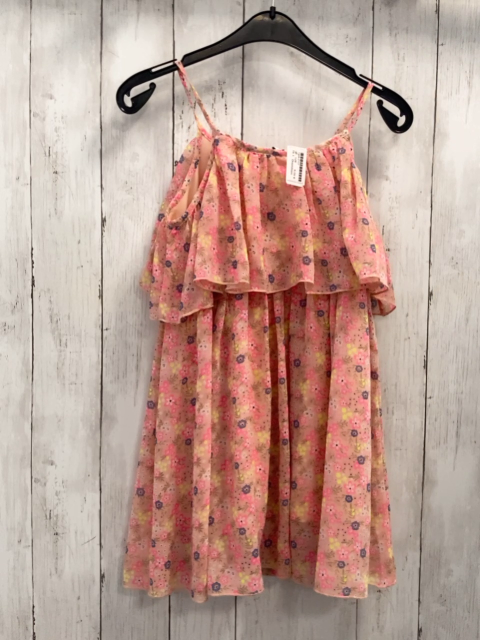 Dopodopo Kleid  Gr. 128  lachs Tüllüberkleid mit Blumen Rüschen 