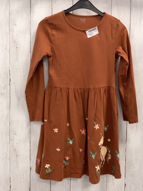   Kleid  Gr. 134  braun glänzendes Einhorn Blummen 