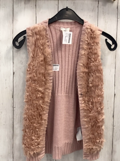 Max Studio  Weste  Gr. 128  rosa Strick mit silber Glitzerpunkten + Fellvorderteil 