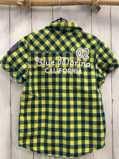 H&M  Sommerhemd  Gr. 128  petrol gelb kariert 