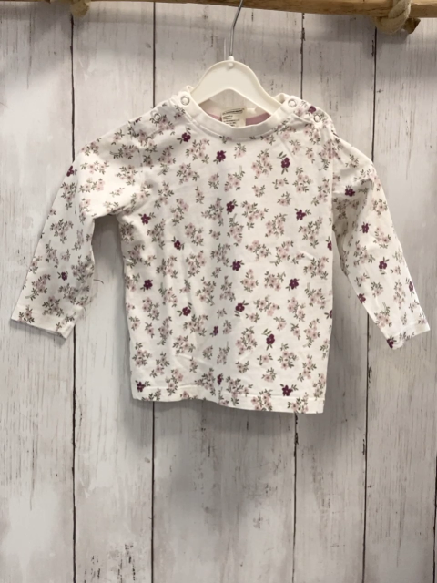 Alana  Langarmshirt Gr. 86  weiß rosa aubergine Blumen 