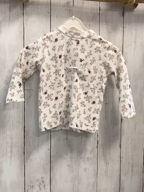 Alana  Langarmshirt Gr. 86  weiß rosa aubergine Blumen 