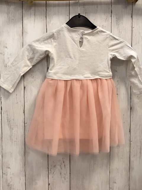   Kleid  Gr. 86  hellgraues Oberteil mit Blumen lachs Tüllüberrock 