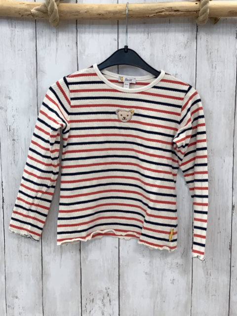 Steiff Langarmshirt Gr. 104  weiß schwarz rot Streifen