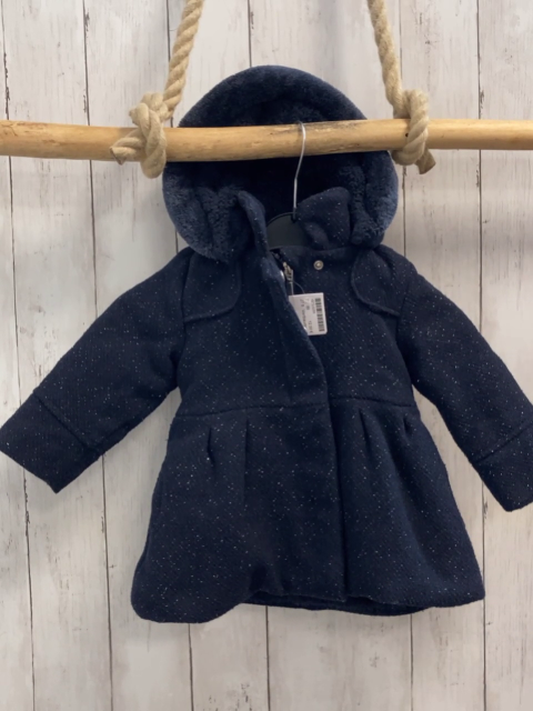 Vertbaudet  Jacke  Gr. 86  blau mit silber GLitzer  Wolloptik