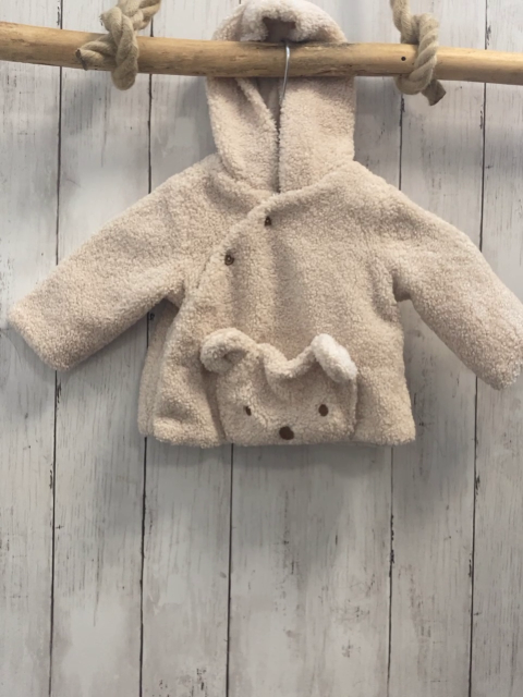 zara  Teddyjacke  Gr. 62  beige Kapuze Bär 