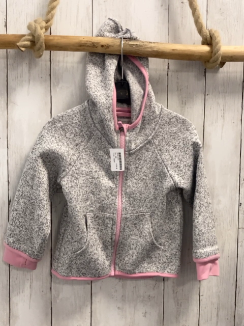 H&M  Strickjacke  Gr. 98  grau hellgrau meliert rosa Bund 