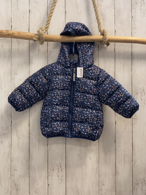 Blue Seven  Winterjacke  Gr. 74  blau Blumen Kapuze 