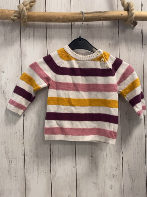 H&M Pullover Gr. 74  weiß lila gelb pink Streifen Strick