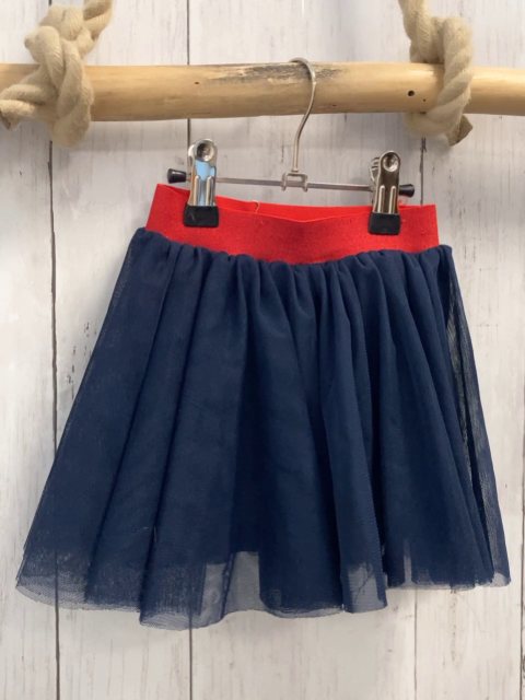   Rock Gr. 86  blau Tüllüberrock roter Glitzerbund 