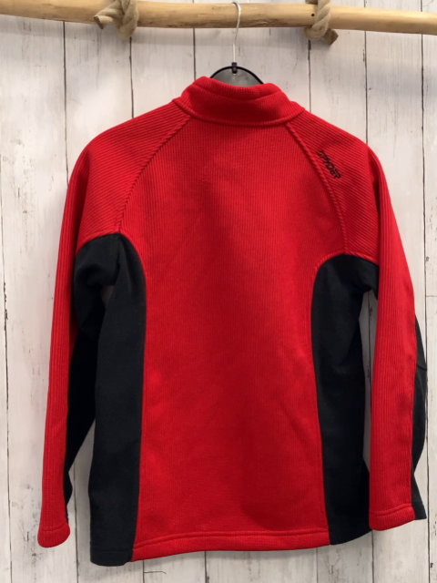 Spyder  Pullover  Gr. 158  rot Strick Struktur + schwarz Fleece Reißverschluss 