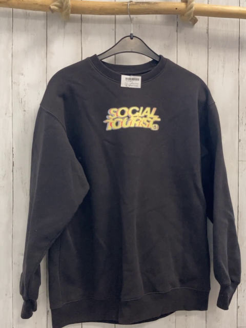Social Tourist  Pullover  Gr. 158/164  dunkelbraun gelb bunte Schrift 