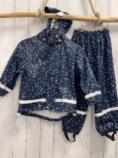 2tlg danefae Regenanzug Gr. 110  blau weiße Herzen